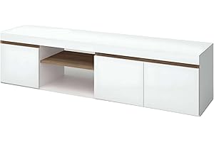 Fabrikit Mesa de TV, Blanco Mate y Naturale, Mediano