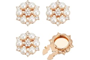 NBEADS 4 Pz. Copri Bottoni In Strass, Per Donna Copribottoni Per Maniche Copribottoni A Fiore Copribottoni Per Camicia Staccabili Clip Per Abito Da Sera Tux Camicia Tuxedo Accessori, Oro Chiaro