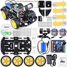 Kuman Professional WIFI Smart Robot Modèle Voiture Kit Caméra Vidéo pour Raspberry Pi 3 RC Télécommande Robotique Jeu de Jouets électroniques Contrôlée par PC Application ISO Android avec Carte SD 8Go