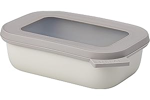 Mepal - Multi Bowl Cirqula Rectangular - Contenitori Plastica con Coperchio - Adatto come Contenitore Ermetico per Frigo, Microonde, Congelatore da Portata - Ciotole Cucina - 500 ml - Nordic white