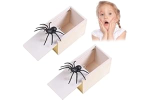 QEEROYO 2pcs Fausses Araignées Boîte Jouet Farce d'araignée, Spider Prank Box, Boite Surprise Araignee, pour Halloween, pour Farces et Astuces, pour Enfants, Cadeaux de Fête pour Adultes