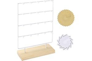 RNTBWD Örhängesdisplay för försäljning 4 nivåer 20 krokar trä örhänge displayställ hållare för örhängen halsband ringar armba