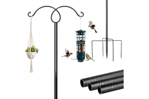 SUIMLMTA Bird Feeder Hanging Station, 193CM Shepherds Crook Garden Hooks, Free Standing Bird Feeding Poles and Hangers Stand, 1 Pack