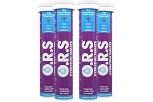 O.R.S Hydration Tablets Mit Elektrolyten, Vegan, Gluten- und Laktosefreie Formel - Natürlicher Geschmack der schwarzen Johannisbeere, 96 Tabletten (4 Tuben à 24 Stück)