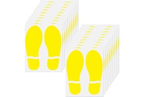 YIKIADA Amarillas Pegatinas de Suelo con Patrón de Huellas de Zapatos, 8 x 18 cm, Vinilo Autoadhesivo, Marcas de Suelo, Impresión Impermeable, 20 hojas