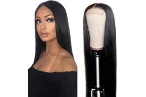 CREUOST Straight Human Hair Wig 4x1 Lace Front Wig Glatt Echthaar Perücke für Damen Schwarz Perücken 100% Brasilianisches Echthaar Perücken mit Baby haar 150% Dichte (14 Inch)