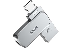 SSK 128GB Dual USB Drive up to 240MB/s, USB 3.2 Gen 1 Type C & A Flash Drive, Metal Swivel Design USB C Memory Stick for iPhone 15/16 PRO, Tablets, Mac, computers and more