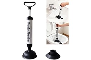 GERUICEE Pömpel Abfluss Saugglocke mit 2 Saugnäpfen, Hochdruck Abflussreiniger Pumpe, Pressluft Rohrreiniger mit starker Saugleistung für Toilette, Waschbecken, Dusche und Badewanne