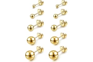AllerPierce Hypoallergenic Ball Earrings Studs Set Cartilage Earrings Stainless Steel Round Ball Studs Earrings for Women Men 3mm-8mm（10Pcs）