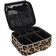 INOVERA (LABEL) Pu Leather Makeup Organizer Bag For Women, Girls & Bridal - Travel Cosmetic Kit Storage Organiser Toiletry Vanity Box With Adjustable, 26L X 23B 9H Cm (Leopard Printed), Multicolor
