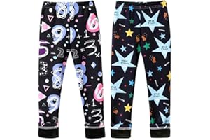 FedMois Leggins Pantaloni Felpati Collant Termici Invernali Bambina Ragazza Confezione da 2