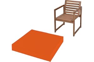 FIVE MOONS 4cm Thick Waterproof Chair Cushion Seat Foam Pad For Kitchen Dining Living Room & Garden Patio Rattan Furniture Removable Zipped Cover (Orange, 20" x 20" (50 x 50 cm))