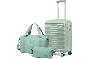 Sea choice Hand Luggage 55x40x20 Ryanair Cabin 20 Inch Suitcase with 40x20x25 Cabin Bag ABS Hard Shell Luggage with Brake Caster TSA Lock 8 Spinner Wheels