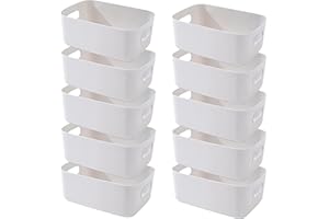 EURXLQ Cajas Almacenaje Plastico con Asa,Cajas Organizadoras de Plastico Adecuados para Usar en el Armario,la Cocina o el Baño (Gris, 20 x 15 x 7 cm/10 Pcs)