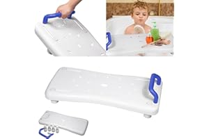 LARS360 Tavoletta per Vasca da Bagno Regolabile per Anziani e Adulti, Seduta con Manico Blu, Bianco, Altezza Massima 150 kg