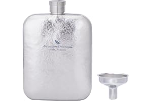 Boundless Voyage Titanium Hip Flask with Funnel 170ml Small Liquor Flask Bottle for Whiskey Vodka Alcohol Flagon for Men Ti3263D Silver