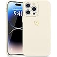 Wirvyuer for iPhone 14 Pro Case with Cute Heart Pattern Soft Shockproof Protective Silicone Phone Case for Women Girls, Beige