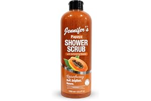 Jennifer’s Papaya Shower Scrub 1000ML - Exfoliating Body Scrub with Papaya Enzymes & Natural Beads - Brightening & Renewing Formula for Smooth, Radiant Skin for Men & Women