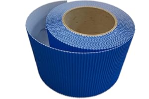 3 Ace Crafts Size 57mm x 15m (Azure) Corrugated Display Borders Roll for School Classroom Decorations, Bulletin Boards and Crown Making Crafts, Scalloped Edge Border Rolls Fade Resistant