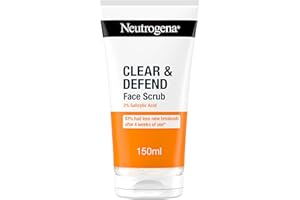 Neutrogena Clear & Defend Facial Scrub (1x 150ml), Oil-Free Face Scrub Suitable for Oily and Spot-Prone Skin, Facial Exfoliator with 2% Salicylic Acid Clinically Proven to Defend Against Breakouts