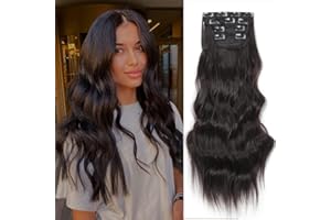 ‎YDDM YDDM Hair Extensions Clip In Extensions Natur Schwarz Wellige Haarverlängerung Voller Kopf Wie Echthaar Haarextension Clips Günstig Clip Extensions Synthetisches Haarteil Für Frauen(24Zoll,4PCS)
