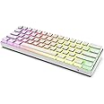 GK GAMAKAY MK61 RGB Pudding Keyboard, 61 Keys Gateron Optical Switch PBT Pudding Keycaps, Hot Swappable Backlit Ultra-Compact Wired Gaming Keyboard for Windows Mac PC Gamers (Brown Switch, White)