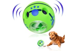 CREDIT 5 STAR Wobble Giggle Ball zabawka dla małych średnich psów, dozownik smakołyków, poruszanie się, gadająca piłka, piszczący pies, puzzle, podajnik, zabawka GT06 (zielona, 10 cm)