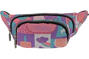 TOTTO - Riñonera para Niños, Modelo Gancho, Capacidad 1 L, con 1 Compartimento Principal y 1 Bolsillo Delantero, Tejido Poliéster de Alta Densidad y Calidad, Tira Ajustable, Estampado Helados y Frutas