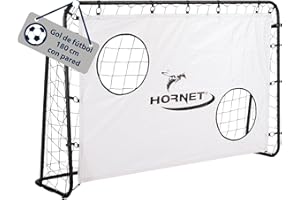 Hudora Hornet 180 Football Goal with Goal Wall - Outdoor for Children and Adults - Goal with Removable Net & Two Reinforced Shot Holes - Weatherproof for Training and Leisure