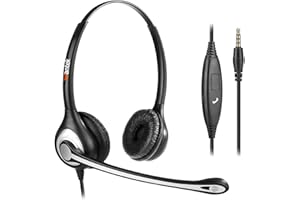 Wantek Auriculares Teléfono Móvil Binaural con Cancelación de Ruido Micrófono, Cascos Diadema para iPhone Samsung Huawei HTC LG ZTE Blackberry Celulares y Smartphones con Jack de 3,5 mm(F602J35)