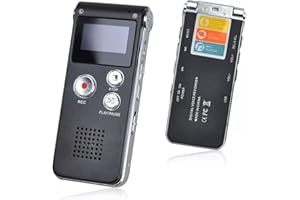 Rigwig Digital Voice Recorder 3072kbps HD Voice Activated Recorder with Playback, 7-Levels Intelligent Noise Reduction Dictaphone Voice Recorder 30H Battery Time Audio Recorder (8GB） (Black)