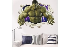 Amiiba Wandaufkleber mit Cartoon-Motiv, 3D-Motiv "Breaking Through", für Kinderzimmer, Wohnzimmer, Wanddekoration (Hulk 2)