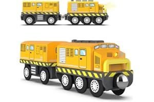 ZUOAN Tren de locomotora a pilas (conexión magnética) - Potente locomotora motorizada compatible con Thomas, Brio Chuggington - Juguete de tracción para niños pequeños