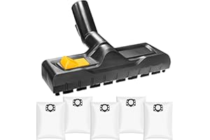 BUCOMTU 35mm Brosse Aspirateur Kärcher WD3, WD4, WD5, WD6, avec 5 Pièces Sacs à Poussière, pour Embout Aspirateur Karcher WD6 WD5 WD4 WD6 Accessoires, Brosse Peut Changer de Sol Sec/Humide