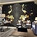 Produktbild Mkkwp Pavo Real Negro Mural De La Pared Papel Tapiz De Gran Tamaño Murales De Pared Paisaje Sala De Estar Dormitorio Decoración De La Pared Tamaño Personalizado Revestimientos Para Paredes250Cmx175Cm