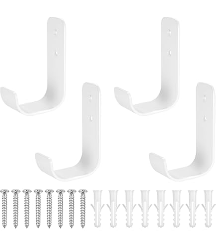 4 Ganci Da Parete Per Garage - Doppi Ganci Per Bici, Attrezzi, Scale - Bianchi - Foto 5