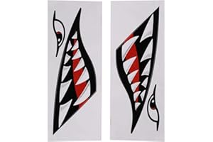 KEENSO Adesivi Bocca Denti di Squalo, 2 pezzi impermeabile non tossico fai da te divertente Decalcomania per Kayak, Canoa, Barca da Pesca, Decorazione del Battello Pneumatico