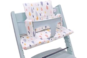 ZARPMA Cuscino per seggiolone compatibile con Stokke Tripp Trapp Chiar, inserto in tessuto di cotone imbottito con imbottitura in cotone (goccioline colorate)