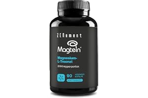 Magnesium-L-Treonat 2000 mg - Magtein - 90 Veganska Kapslar - Zenement | Magnesium bidrar till nervsystemets normala funktion - Utan Tillsatser, Glutenfri - 3 per Dag, 1 Månad