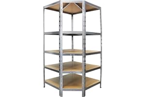 ‎KARAT KARAT Schwerlastregal Eckregal Metallregal für Lager Regalsystem - Kellerregal - Steckregal - Werkstattregal aus Stahl Metall TÜV/GS-geprüft - 180 x 90 x 42 x 60 cm Tiefe (Verzinkt)