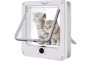 Ycozy trappes Chat Taille extérieure 30cm x 25cm 4 Voies à Verrouillage Rotatif chatière Trappe pour Chatons et Chiots Porte pour Chats intérieure et extérieure Porte/fenêtre/Mur