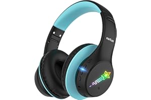 EarFun Kids Headphones Wireless, Kids Headphones Bluetooth 5.4 with LED Lights, Safe Volume 74/85/94dBA with Mics, 90H Playtime, Over Ear Hi-Fi Stereo Sound for Tablet Travel Boys, Black