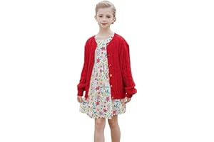 SMILING PINKER Mädchen Aran Strickjacke Jungen Kinder Gestrickt Rundhals Baumwolle Grobe Pullover Jacke mit Knopf
