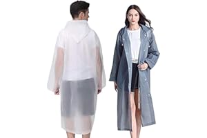 GUKOY 2 Pack Rain Ponchos Sports EVA Reusable Rain Ponchos with Hood for Men and Women