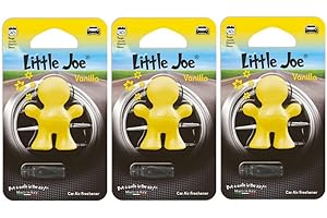 Little Joe - Lot de 3 désodorisants zi - Pour 45 jours d'air frais dans la voiture, le camion, le bureau, l’appartement, l’armoire et autres (Jaune/vanille)