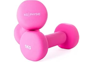 KG Physio Weights Dumbbells Set Women & Men - Neoprene-Coated & Sweat-Resistant Weights Set with Anti-Roll Technology & A3 Exercise Poster, Gym Equipment for Home, 1-10 kg Dumb Bells Pair