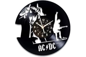 KingLive AC/DC - Legendary Rock Band Einzigartiges Kunstdesign Vinyl Schallplatten Wanduhr Wohnzimmer Wanddekoration - Geschenkideen für Jungen Mädchen Freunde Männer und Frauen (12 inch)