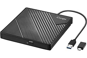 Cocopa Lecteur DVD Externe USB 3.0 Type C, Lecteur Graveur CD DVD Externe USB C Laptop Mac, Enregistreur Portable RW/ROM Transmission Rapide pour Windows 11/10/8/7, Mac OS, Apple, Linux, Laptop PC