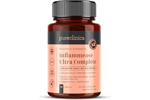 PURECLINICA INFLAMMEASE Ultra Complete – 1305mg | 90 Tablets | 3 Months Supply | 5-in-1 Anti-Inflammatory Supplement with Ginger, Curcumin, Spirulina, ALA & Resveratrol | Made in UK | Joint & Immune Support