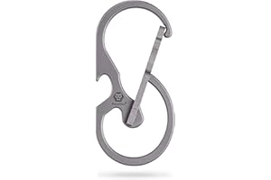 SUNTATOP U8 Mini Portachiavi Portatile con Moschettone, Strumento EDC Multifunzionale in Titanio con Funzione di Apribottiglie